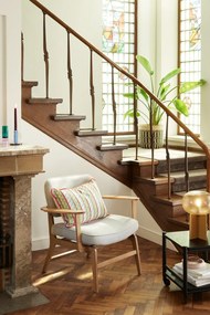 Fotoliu cu structură din lemn de stejar Hübsch Haze, gri