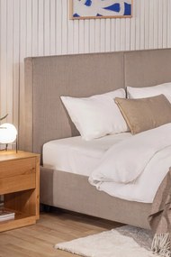 Pat matrimonial taupe tapițat cu spațiu de depozitare cu somieră 160x200 cm Myra Bold – Bonami Selection