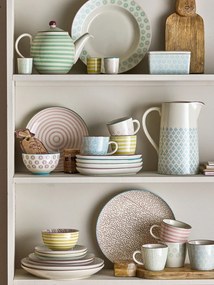 Ceainic din gresie ceramică Bloomingville Patrizia, 1,2 l, alb-verde