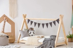 Pat din lemn de pin, în formă de căsuță Adeko Mila TP, 90 x 200 cm