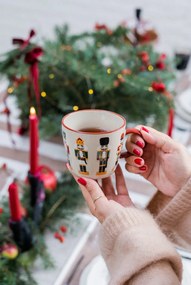 Căni 2 buc. pentru cappuccino din gresie 300 ml cu model de Crăciun Jolly – Bloomingville