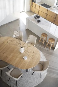 Masă de dining natural rotundă extensibilă cu aspect de lemn de stejar ø 135 cm Maddock – Rowico