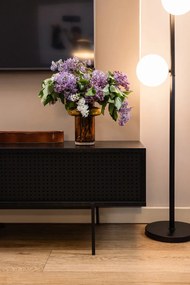 Masă TV neagră cu aspect de lemn de frasin 140x45 cm Angus – Actona