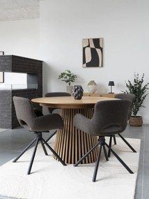 Masă de dining rotundă extensibilă cu blat cu aspect de lemn de stejar ø 120 cm Osaka – House Nordic