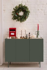 Comodă verde înaltă cu aspect de lemn de stejar 95x120 cm Arista – Teulat