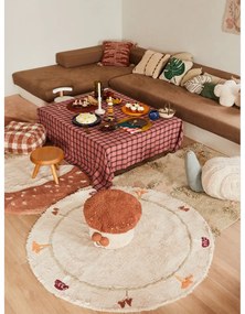 Covor pentru copii cărămiziu/crem lavabil/țesut manual din bumbac 120x120 cm Boletus – Lorena Canals
