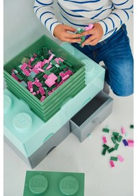 Cutie depozitare cu 2 sertare LEGO®, verde mentă