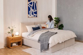 Lenjerie de pat gri/bej din bumbac ranforcé pentru pat dublu/extins cu cearceaf inclus/cu 4 piese 200x220 cm – Mila Home