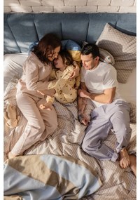 Pat boxspring albastru cu spațiu de depozitare 180x200 cm Elva Bold Line – Bonami Selection