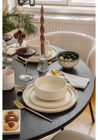 Masă de dining rotundă neagră extensibilă cu aspect de lemn de stejar ø 115 cm Malaga – Bonami Selection