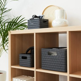 Coș de depozitare din plastic reciclat gri închis Country - Rotho