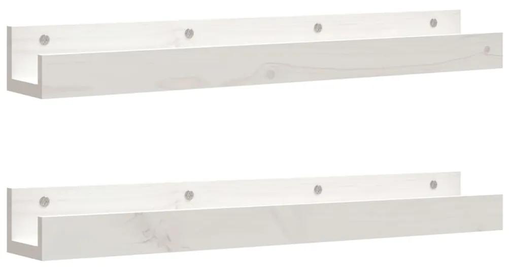 823590 vidaXL Rafturi de perete, 2 buc., alb, 80x12x9 cm, lemn masiv de pin