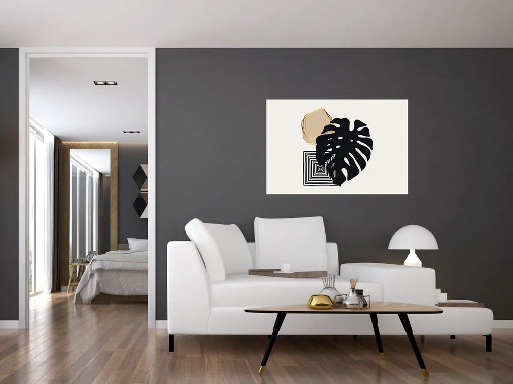 Tablou - Abstracție cu frunze tropicale N⁰2 (90x60 cm)