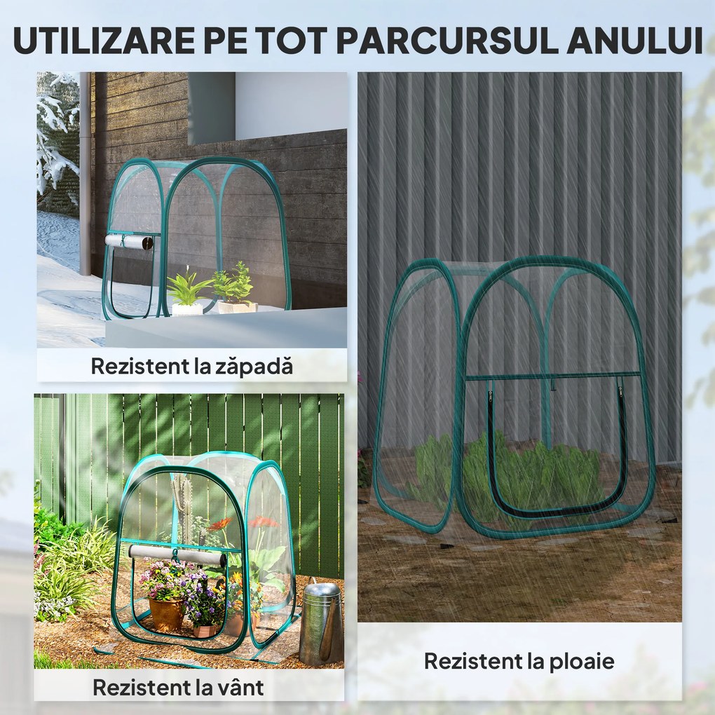 Outsunny Seră Mică Portabilă cu Design Pop-up și Geantă de Depozitare, 70x70x80 cm, Transparent | Aosom Romania