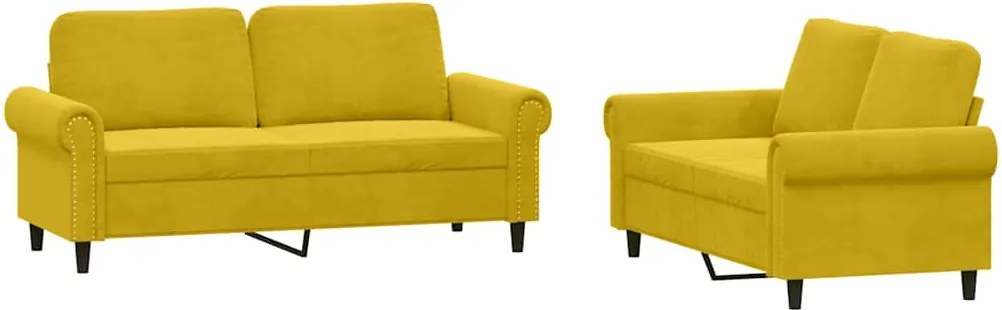 vidaXL Set de canapele cu perne, 2 piese, galben, catifea