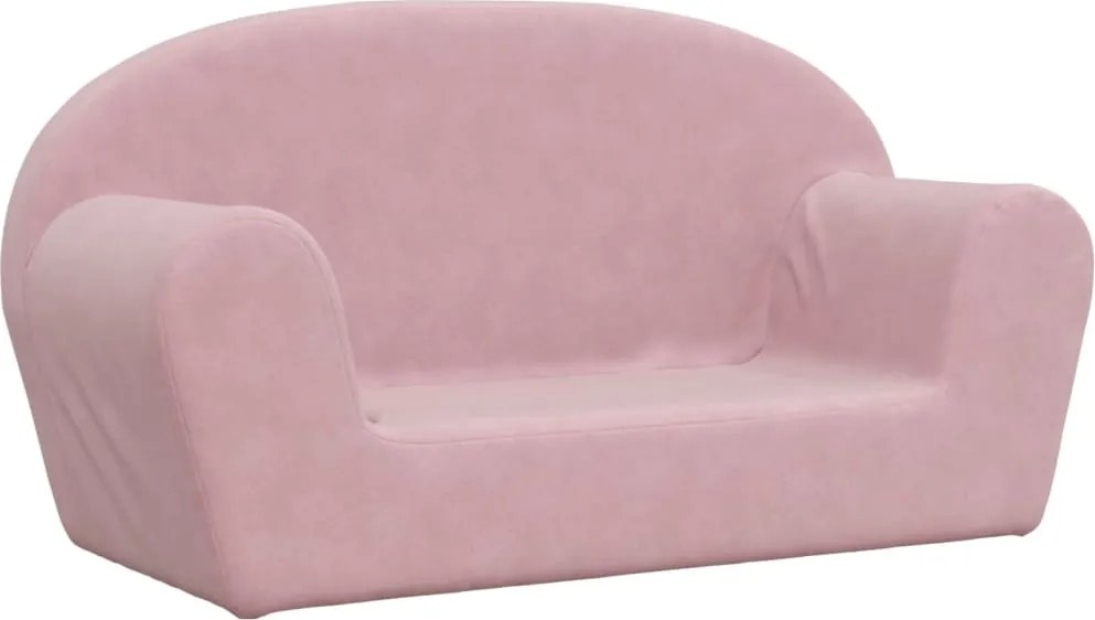 vidaXL Canapea pentru copii cu 2 locuri, roz, pluș moale