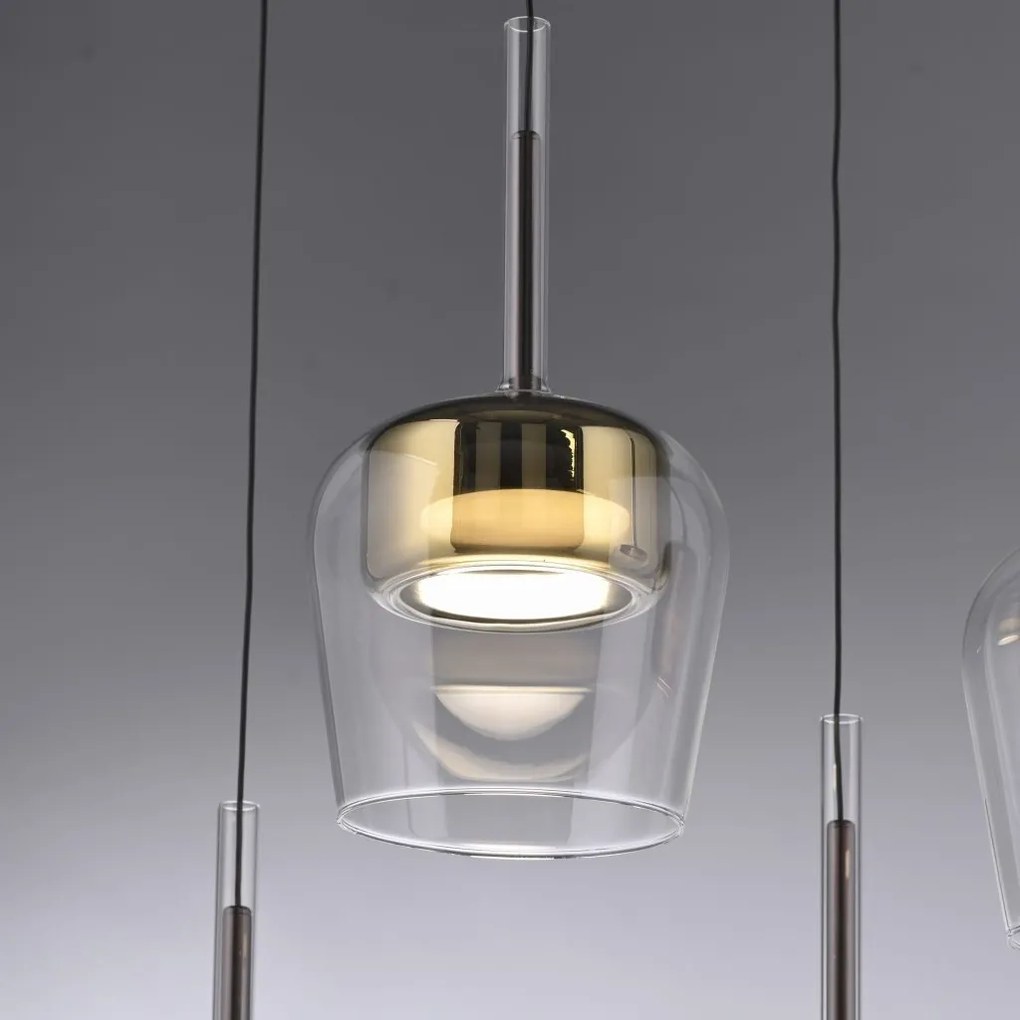 Pendul LED Smart cu Telecomanda, CCT, Sticla, Auriu, Q-KON
