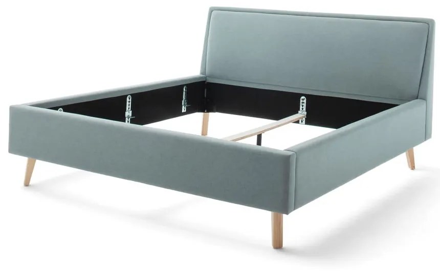 Pat matrimonial albastru/gri tapițat fără somieră 180x200 cm Frieda – Meise Möbel