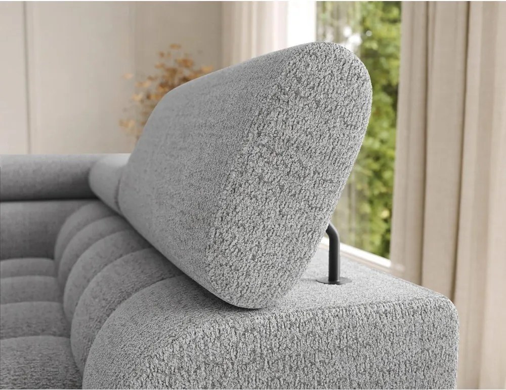 Colțar gri extensibil cu tapițerie din țesătură bouclé (cu colț pe partea dreaptă/în formă de "U") Feraria – ELTAP