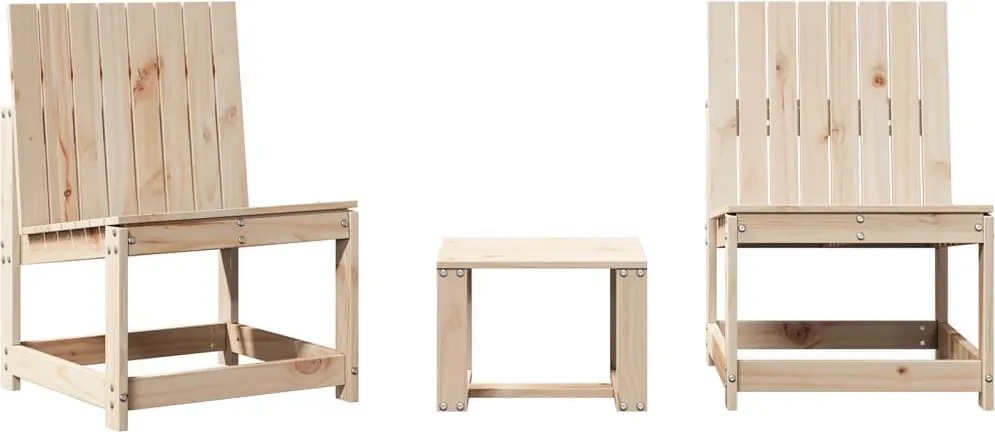 vidaXL Set mobilier de grădină, 3 piese, lemn masiv de pin