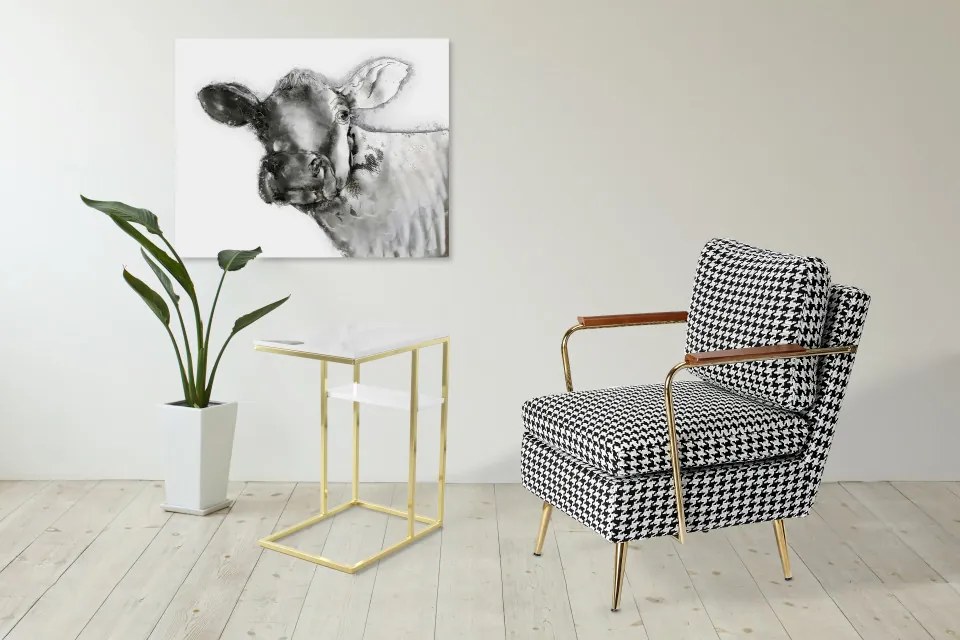 Masuta de cafea dreptunghiulara din metal cu spatiu de depozitare Lucilla 48x35x60 cm alba/aurie