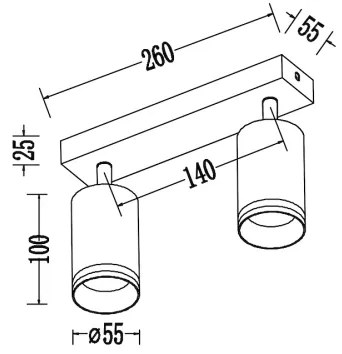 Spot PIPE 2xGU10/10W/230V, alb