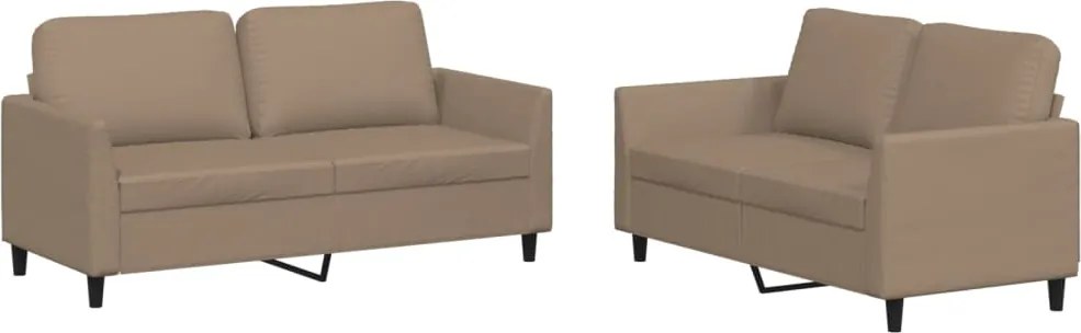 vidaXL Set de canapele cu perne, 2 piese, cappuccino, piele ecologică