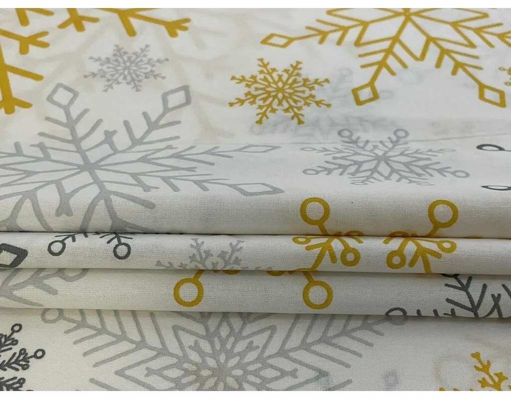 Lenjerie de pat din bumbac de Crăciun Flori aurii, 140 x 200 cm, 70 x 90 cm