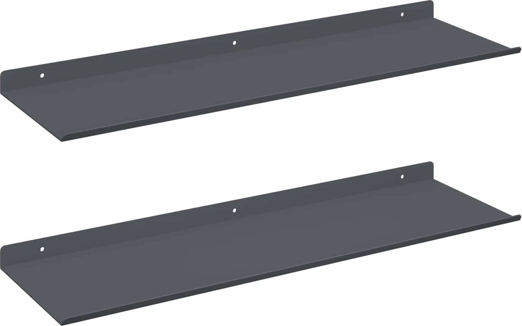 vidaXL Raft suspendat Pe perete 2 pcs Antracit 60 x 18 x 2,5 cm Oțel