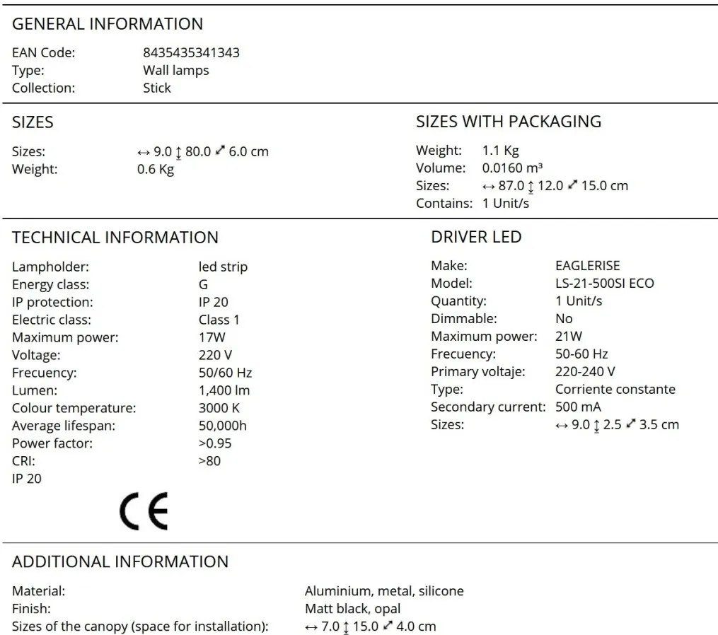 Aplica LED design liniar modern minimalist Stick