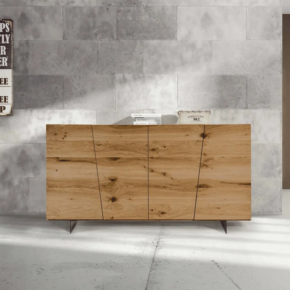 COMODA CU PICIOR STICLA - LEMN NATUR PERIAT