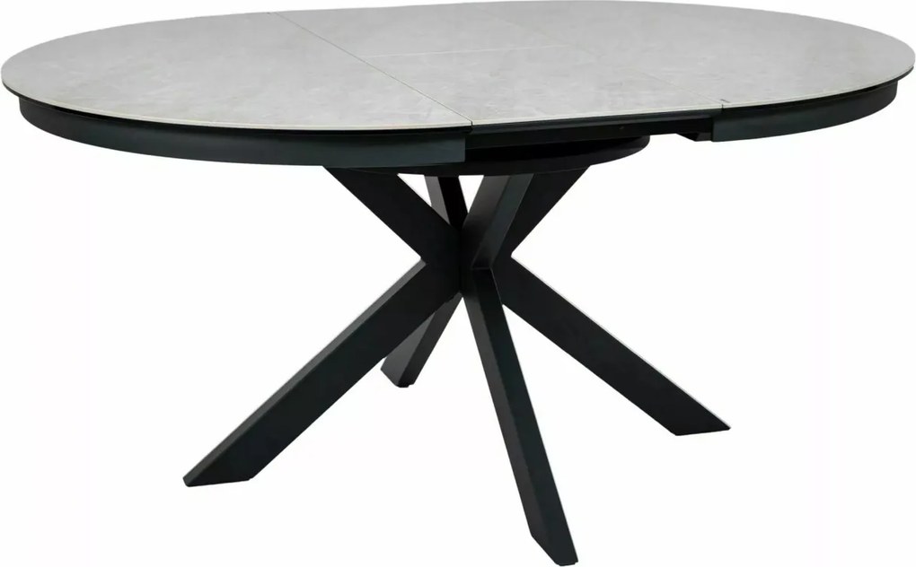 Masa extensibila Porto Ceramic bej lucios/negru mat L120-160xl120 cm