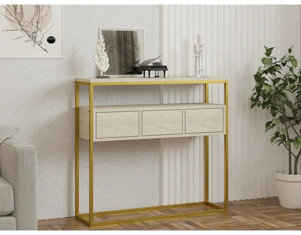 Măsuță Guarda Travertine and Gold