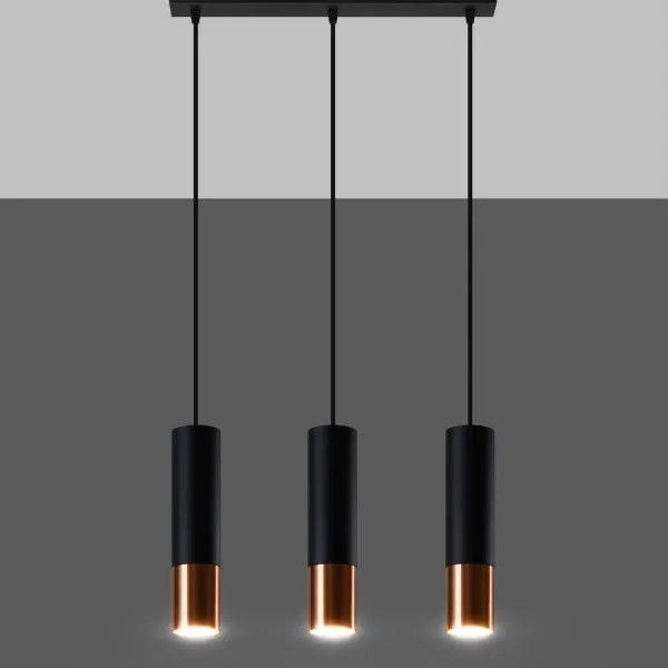 Lustră pe cablu LOOPEZ 3xGU10/40W/230V neagră/cupru Sollux SL.0948