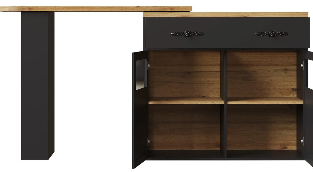 Masă de bar extensibilă cu spațiu de depozitare și funcție de rotire 360°, Negru | Aosom Romania