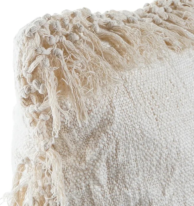 Perna Boho crem cu franjuri 60x60 cm