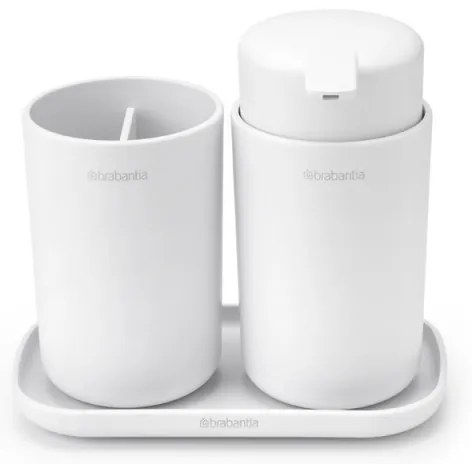 Set accesorii baie Brabantia ReNew 1003492, 3 piese, 250 ml, Rezistent la coroziune, Alb