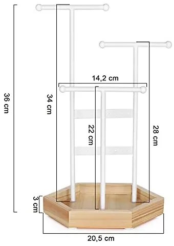 Suport bijuterii, Songmics, Natural-Alb, 20.5x18x36 cm