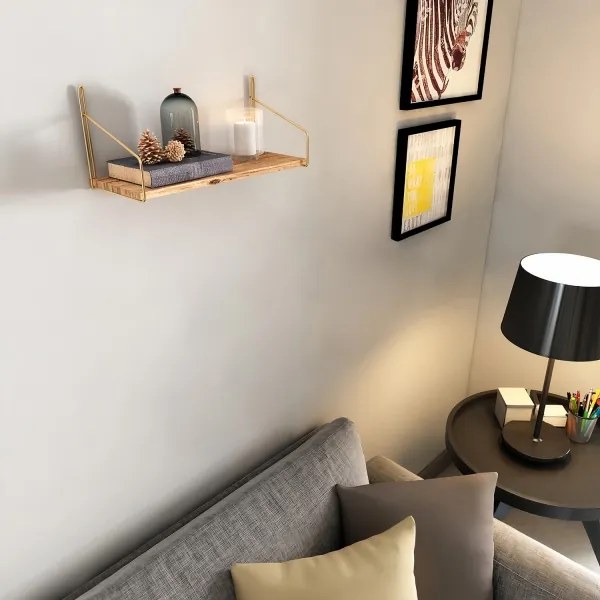 Raft de perete 45x16 cm stejar/auriu