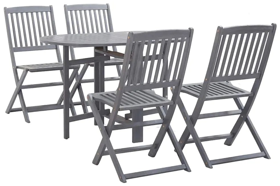 vidaXL Set mobilier de grădină, 5 piese, gri, lemn masiv de acacia