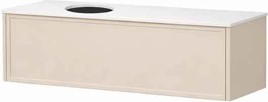 Set dulap baza suspendat KolpaSan Orphia 1 sertar 120 cm finisaj light grey cu blat Kerrock