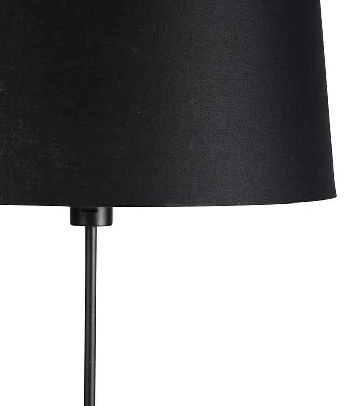 Lampă de podea neagră cu abajur din in neagră 45 cm reglabil - Parte