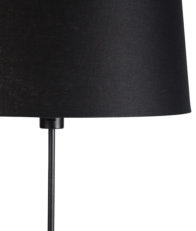 Lampă de podea neagră cu umbră de in negru reglabilă 45cm - Parte