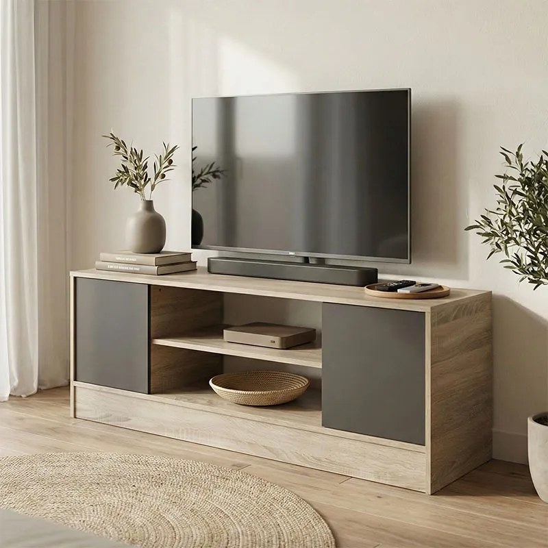 Comoda TV Sasora, nuanta sonoma-antracit, 120 x 35 x 41.5 cm