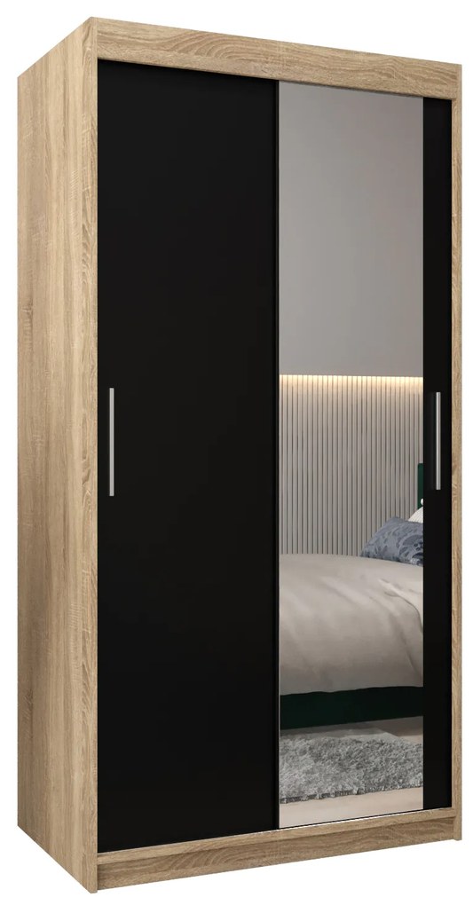 Dulap de haine 100 cm Toki 2 (stejar sonoma + negru mat). 1064969
