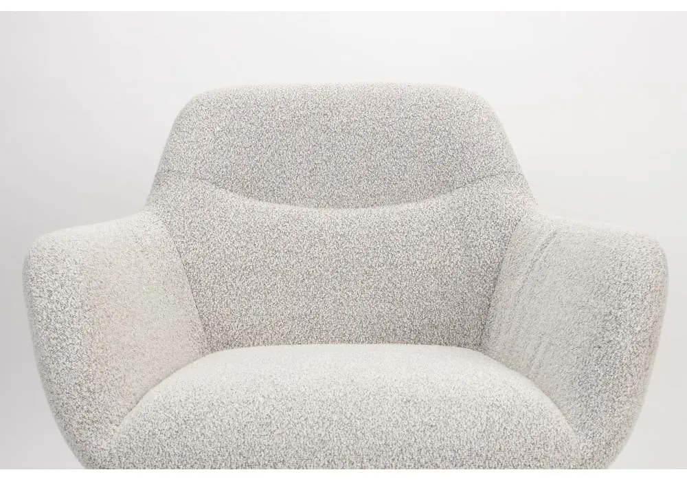 Fotoliu alb cu tapițerie din țesătură bouclé Dude – White Label