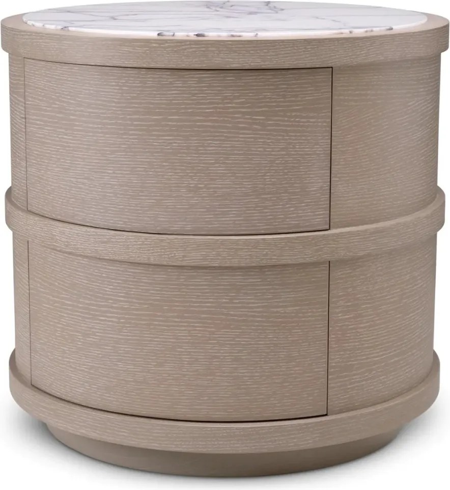 Noptiera/ masuta laterala design LUX Cabana round, stejar albit