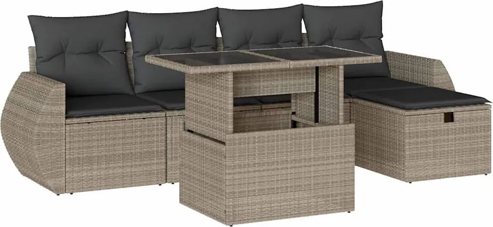 vidaXL Set canapele de grădină cu perne, 6 piese gri deschis poliratan