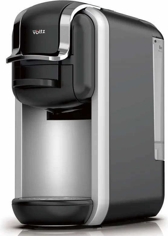 La mâna a doua: Espressor cu cafea macinata si capsule 8 in 1 Oliver Voltz OV51171J8R, 1450W, 0.6 L, 5 adaptoare, 19 bar, 7 lungimi de cafea, Negru/Argintiu