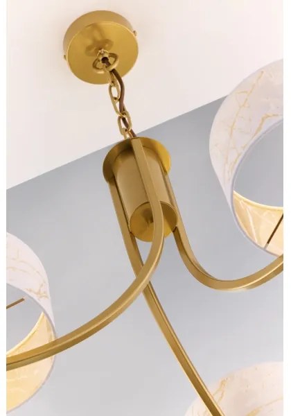 Jupiter 2096 - Lustră cu lanț ARTHUR, 3xE27/15W/230V, alb/auriu/decor de marmură